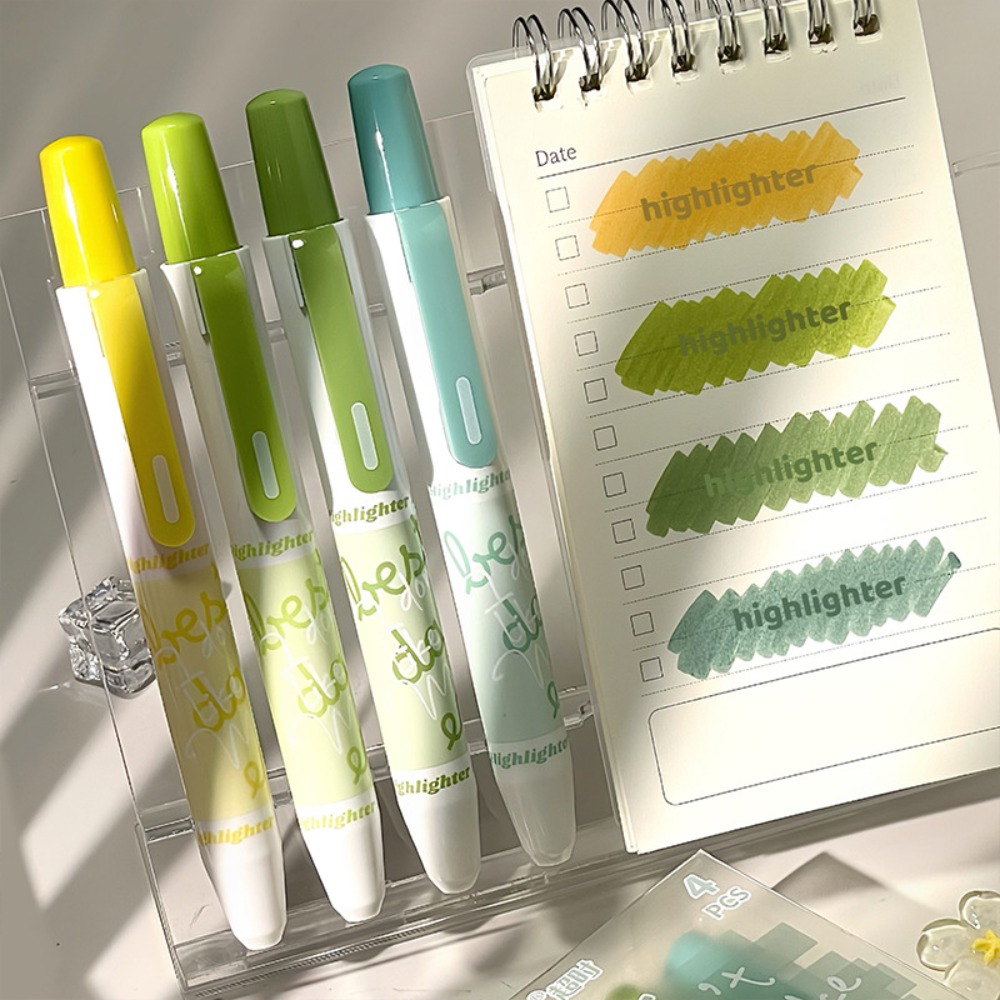 Highlighter Set Pastel - 4 Pezzi Nuovi Evidenziatori a Pressione