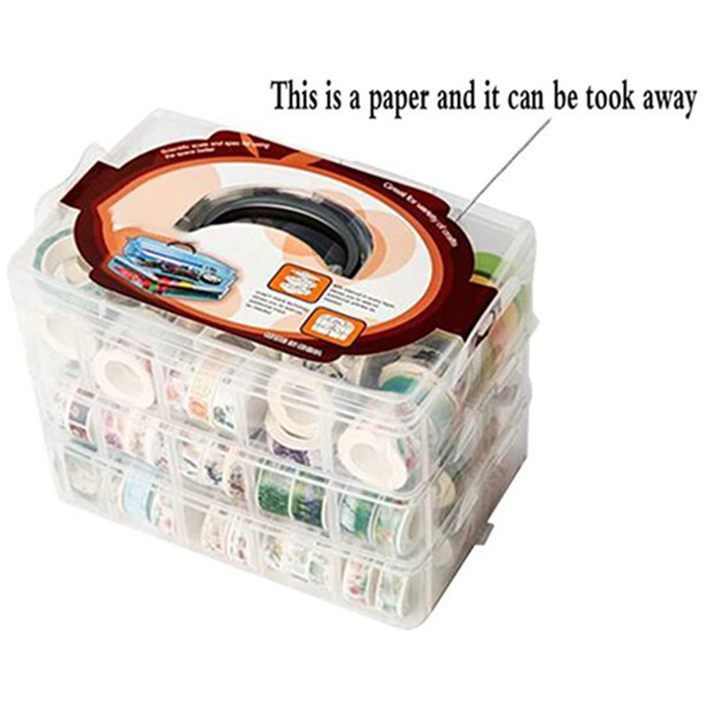 Washi Tape Set - Scatola portaoggetti trasparente a 3 strati