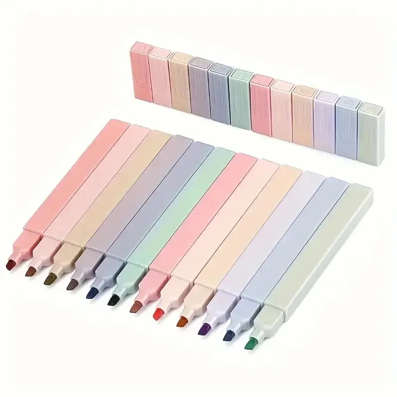 Highlighter Set Pastel - 12 Evidenziatori Colorati Estetici, Assortiti in
