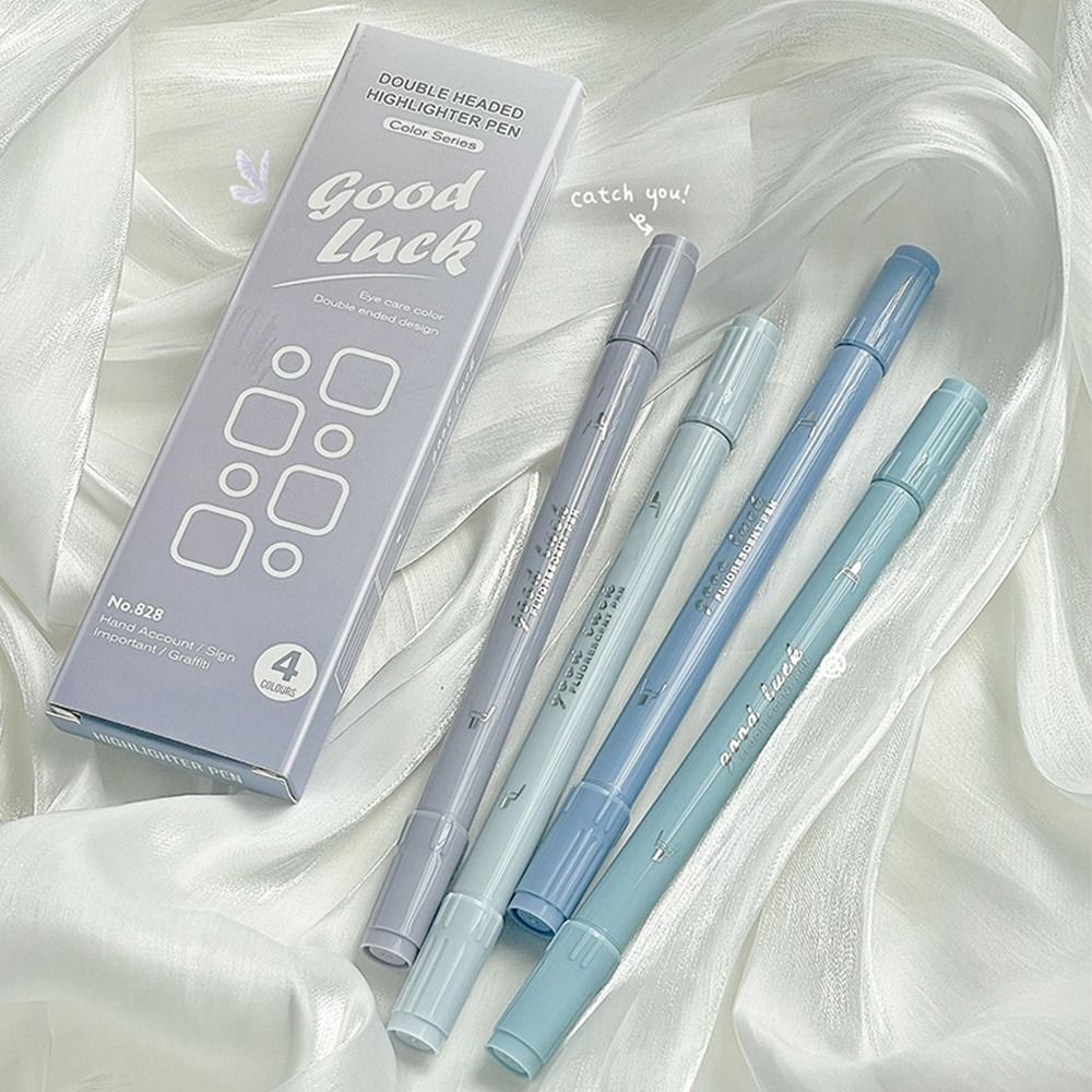 Highlighter Set Pastel - Evidenziatore a doppia punta 4 colori,